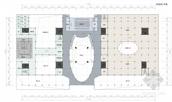 [江西]高层现代风格单体方形科技馆建筑设计方案文本（含建筑模型）-高层现代风格单体方形科技馆建筑平面图