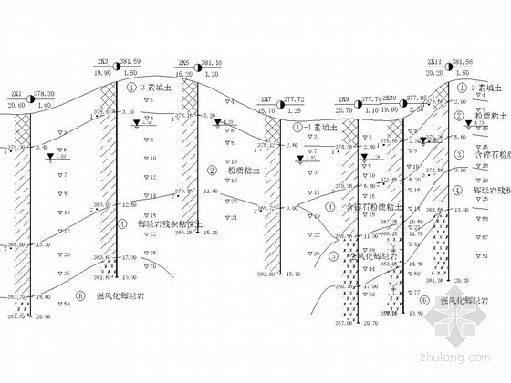 [福建]消防综合训练基地边坡勘察报告-地质剖面图 