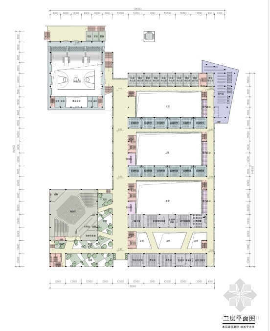  [广东]六年制48班现代化小学规划及建筑设计方案文本（含CAD及多媒体）-六年制48班现代化小学各层平面图