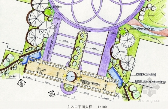 [深圳]国际花园园林景观规划设计（含施工图）-主入口平面大样图