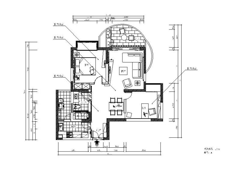 现代风格两居室方案资料下载-[浙江]现代风格两居室样板房CAD施工图（含实景图）