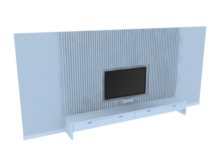 电视背景墙SKE模型资料下载-简洁白色背景墙3D模型下载