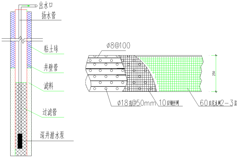 武汉市轨道交通8号线1站1区间土建工程施工组织设计（近300页）-降水井结构设计图