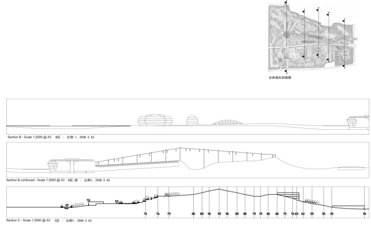 [湖北]武汉光谷体育公园概念规划设计-体育公园规划设计——总体规划剖面图