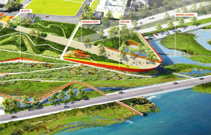 河道地景公园景观设计资料下载-[美国]绿色生态城市门户湿地公园景观设计方案（英文文本）