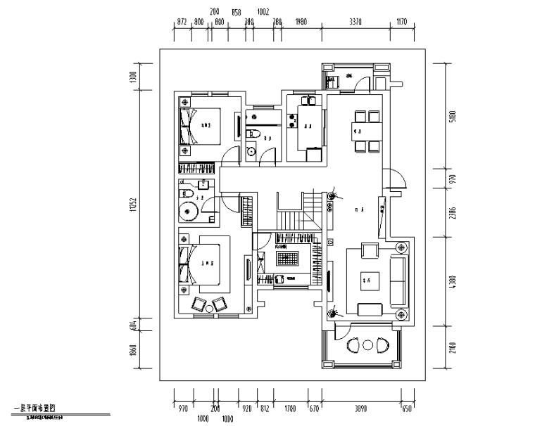 简中客厅装修效果图资料下载-简约主义风格三居室别墅设计施工图（附效果图）