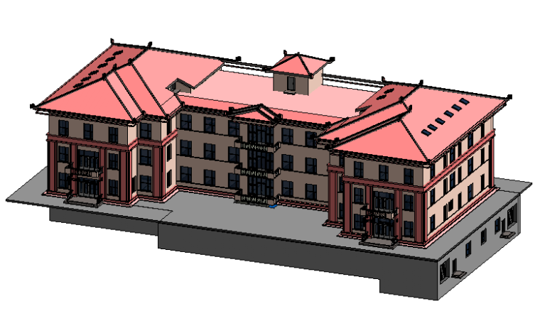 Revit建筑结构模型资料下载-BIM模型-revit模型-仿古检察院结构模型和建筑模型