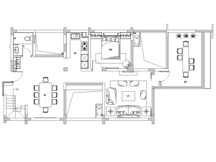 中西结合厨房CAD资料下载-[四川]成都青城山中西结合风格住宅装修施工图