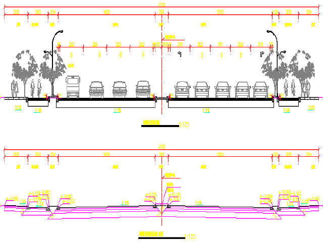 [江苏]2015年设计红线宽40m城市次干道设计图50张CAD（含交通标志）