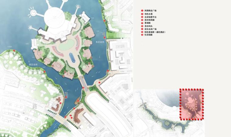 [黑龙江]北欧风情城市规划概念景观设计文本-景观分区平面图