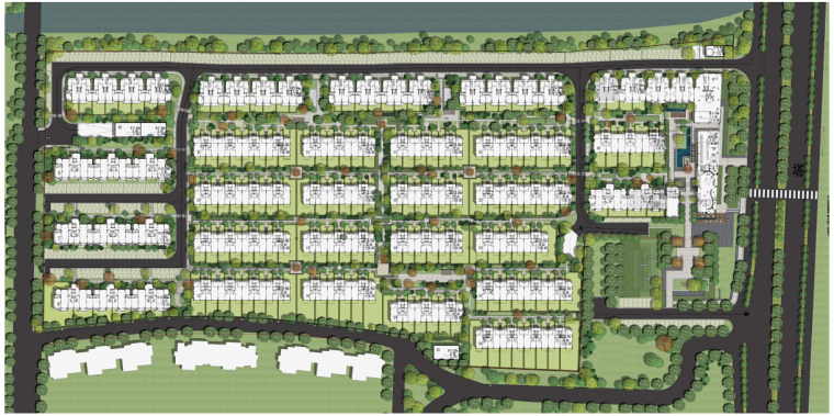 [上海]酒店式景观居住小区概念设计（赠PDF施工图、高清实景图）-总图设计