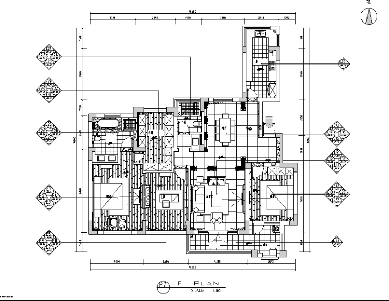 [江苏]简欧艺术流派170平米平层公寓设计施工图（附效果图）-平面索引图