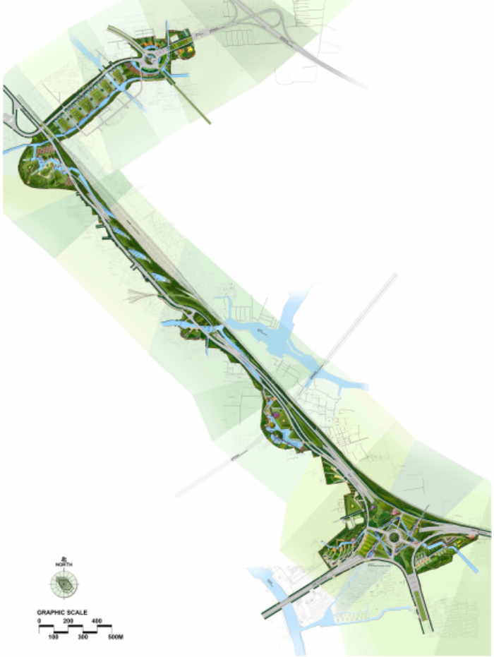 [江苏]生态绿地高速公路出入口景观规划设计方案-总平面图