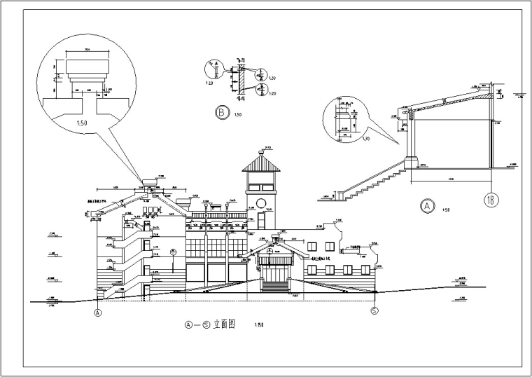 某中式仿古多层接待中心建筑设计方案施工图CAD-3