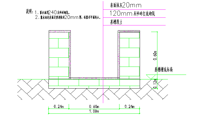 [贵州]高层住宅小区工程雨季施工方案-孔桩间蓄水池大样图