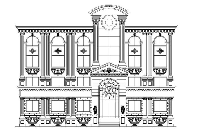 建筑外观平面图纸资料下载-9个CAD欧式建筑外观.图纸