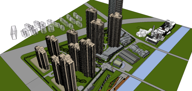 多层高层住宅小区skp资料下载-无锡盛高住宅高层建筑模型skp