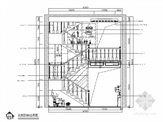 [河南]豪华别墅室内装饰施工图(含效果图)-公共区域立面图 