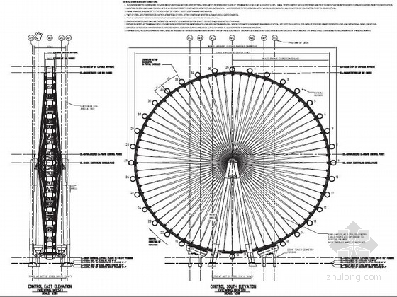 钢箱梁结构施工图资料下载-[国外]大型组合钢箱梁结构摩天轮结构施工图（国外设计 全英文图纸）