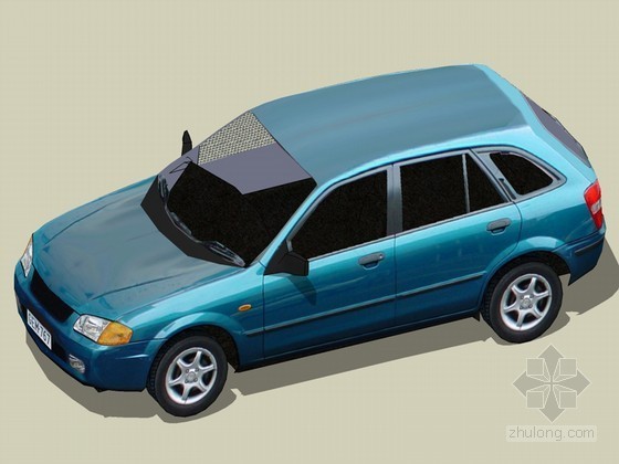 星辉玩具汽车模型展厅资料下载-蓝色汽车SketchUp模型下载