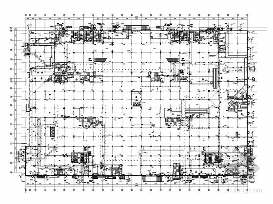 [北京]大型商业中心双层地下室给排水及消防施工图（顶级设计院）-西区地下一层给排水消防总平面图 