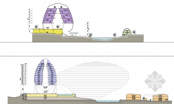 [云南]流线型旅游度假区规划及单体建筑设计方案文本-流线型旅游度假区规划及单体建筑剖面图