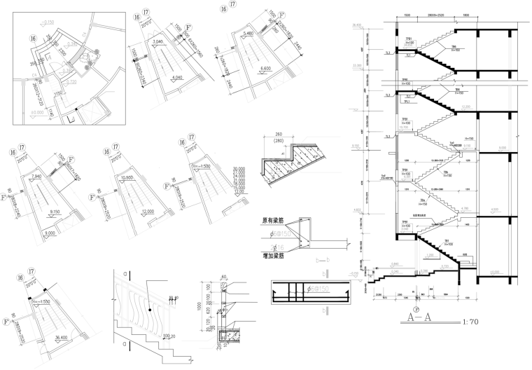 grc线条cad施工图资料下载-120套楼梯详细CAD施工图CAD施工图集CAD节点详图CAD施工图纸