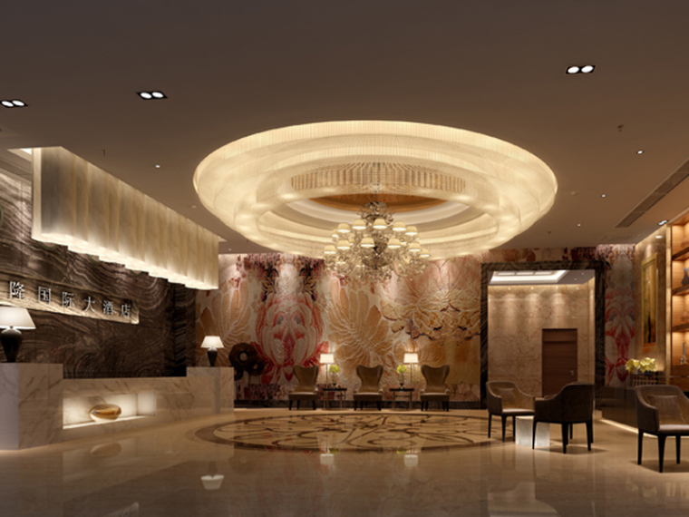 宾馆效果图3d模型资料下载-酒店大厅3D模型下载