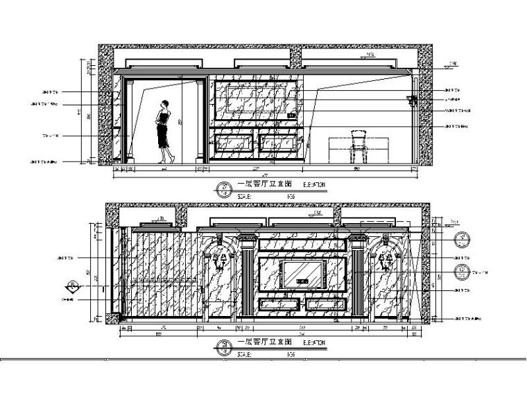 [安徽]精装欧式住宅室内设计施工图（含效果图）-[安徽]精装欧式住宅室内设计立面图