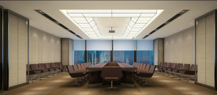 某现代风格办公楼施工图及效果图（含117张图纸）-会议室效果图