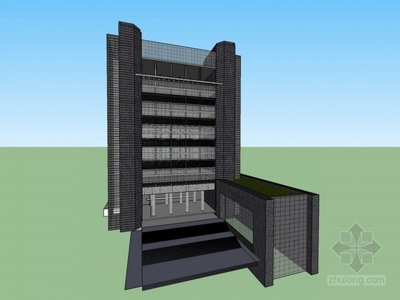 现代塔楼办公建筑su模型资料下载-办公建筑sketchup模型下载