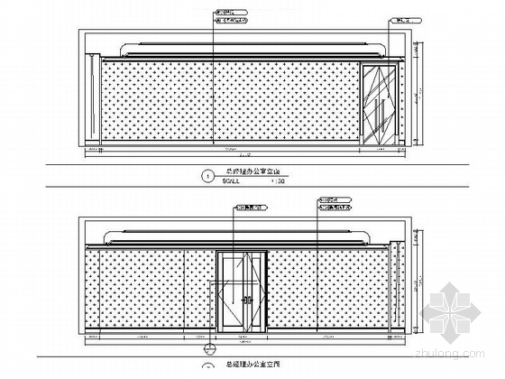 [浙江]某精品小区销售展厅室内装修施工图（含效果）-总经理办公室立面 