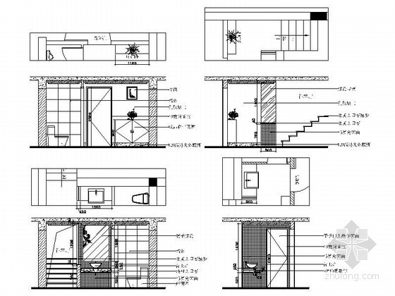 三室一厅一卫立面图资料下载-现代中式风格别墅公卫立面图