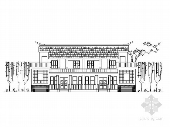 二层别墅建筑方案资料下载-某二层双拼中式别墅建筑方案图