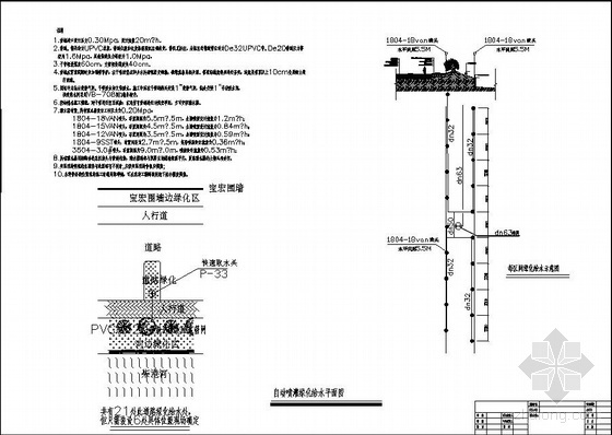 工业园研发设计平面图资料下载-扬州某工业园自动喷灌绿化给水平面图