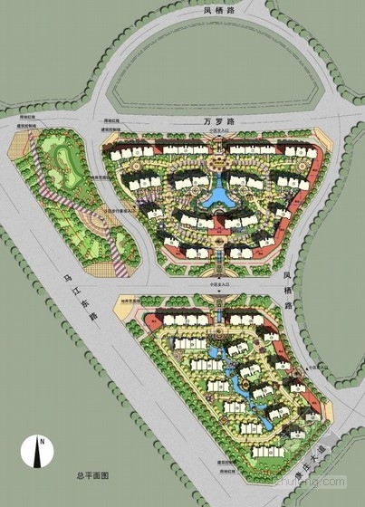 [安徽]大型住宅区规划及单体设计方案文本-总平面图 