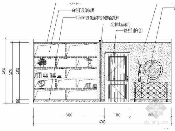 [湖北]温馨舒适一居室室内设计CAD施工图（含效果图）-[湖北]温馨舒适一居室室内设计立面图 