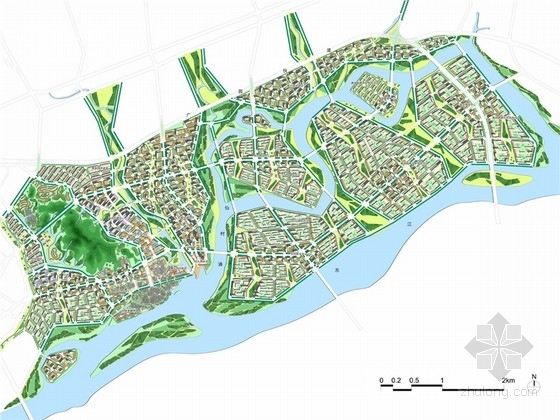 水镇概念性总体规划资料下载-[广州]岭南特色核心滨水国际商务城概念总体规划方案