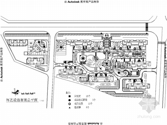 [浙江]都市春天居住区园林景观设计施工图-环艺设施布置图