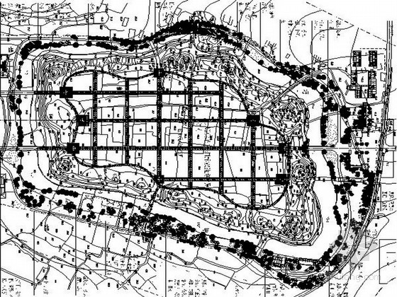 古战场遗址公园设计资料下载-某地护城河遗址公园绿化施工图