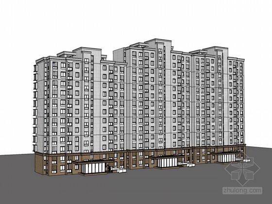 住宅建筑模型免费下载资料下载-住宅建筑sketchup模型下载