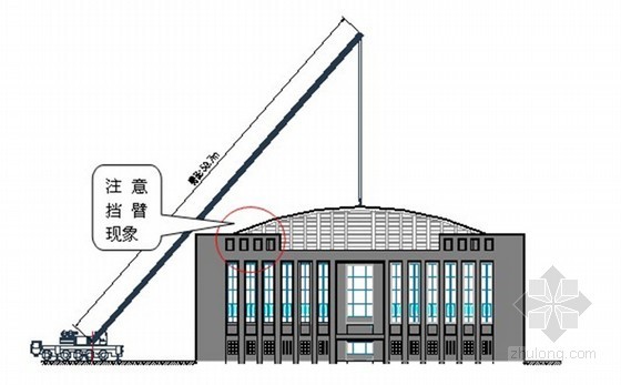 [天津]游泳馆工程正放四角锥焊接球折线形网架拆装方案-AC80-2型80吨汽车吊吊装分析 