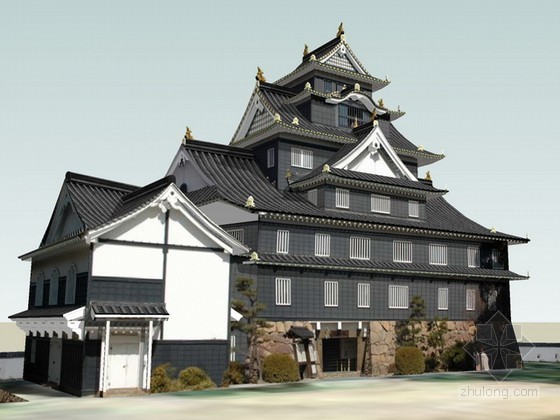 日本古建模型资料下载-日本冈山城sketchup模型下载