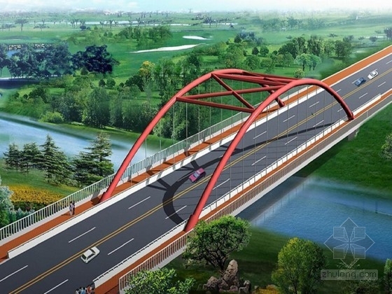 桥梁钢管栏杆图片资料下载-城市景观桥施工图设计（钢管拱桥 公路-II级）