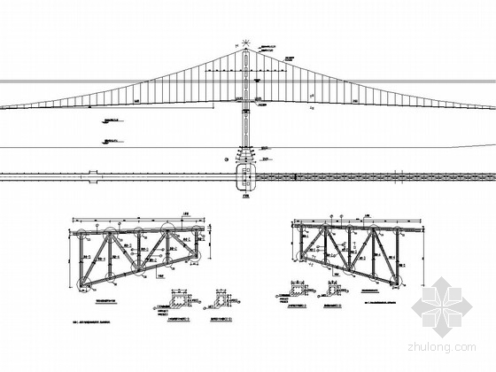 60米跨径悬索桥资料下载-250米跨径钢结构悬索桥全套施工图（48张）
