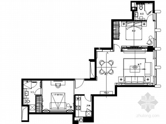 公寓式酒店户型图资料下载-酒店式公寓C型套房样板房设计图（含效果）