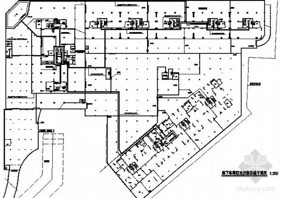 地下车库设计平面图cad资料下载-地下车库灯光控制系统平面图