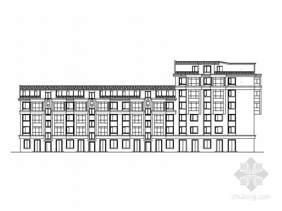 商业拐角建筑资料下载-[黑龙江]某六层塔式商住楼建筑方案图（5号）