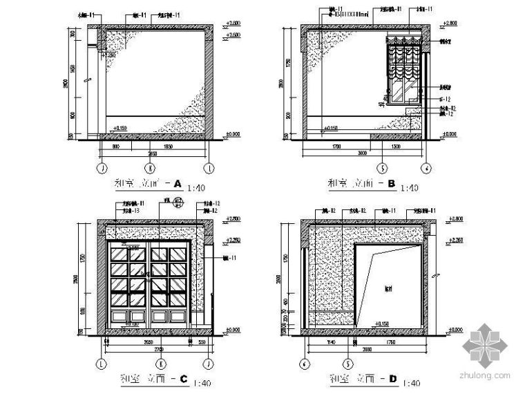 混凝土框架结构立面图资料下载-和室立面图