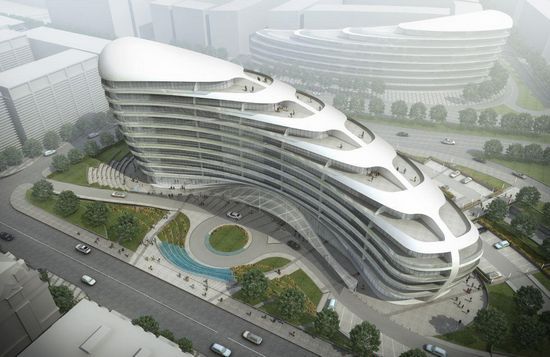 超现代的办公楼资料下载-阿塞拜疆巴库超想象力白色城市办公楼方案